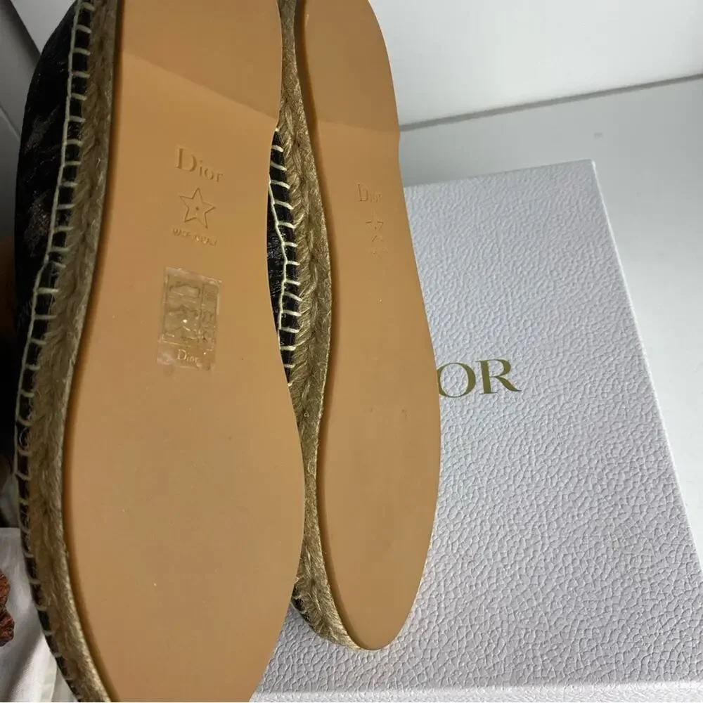 Christian DIOR Logo Espadrilles Black Silver 40.5 - Picture 10 of 10